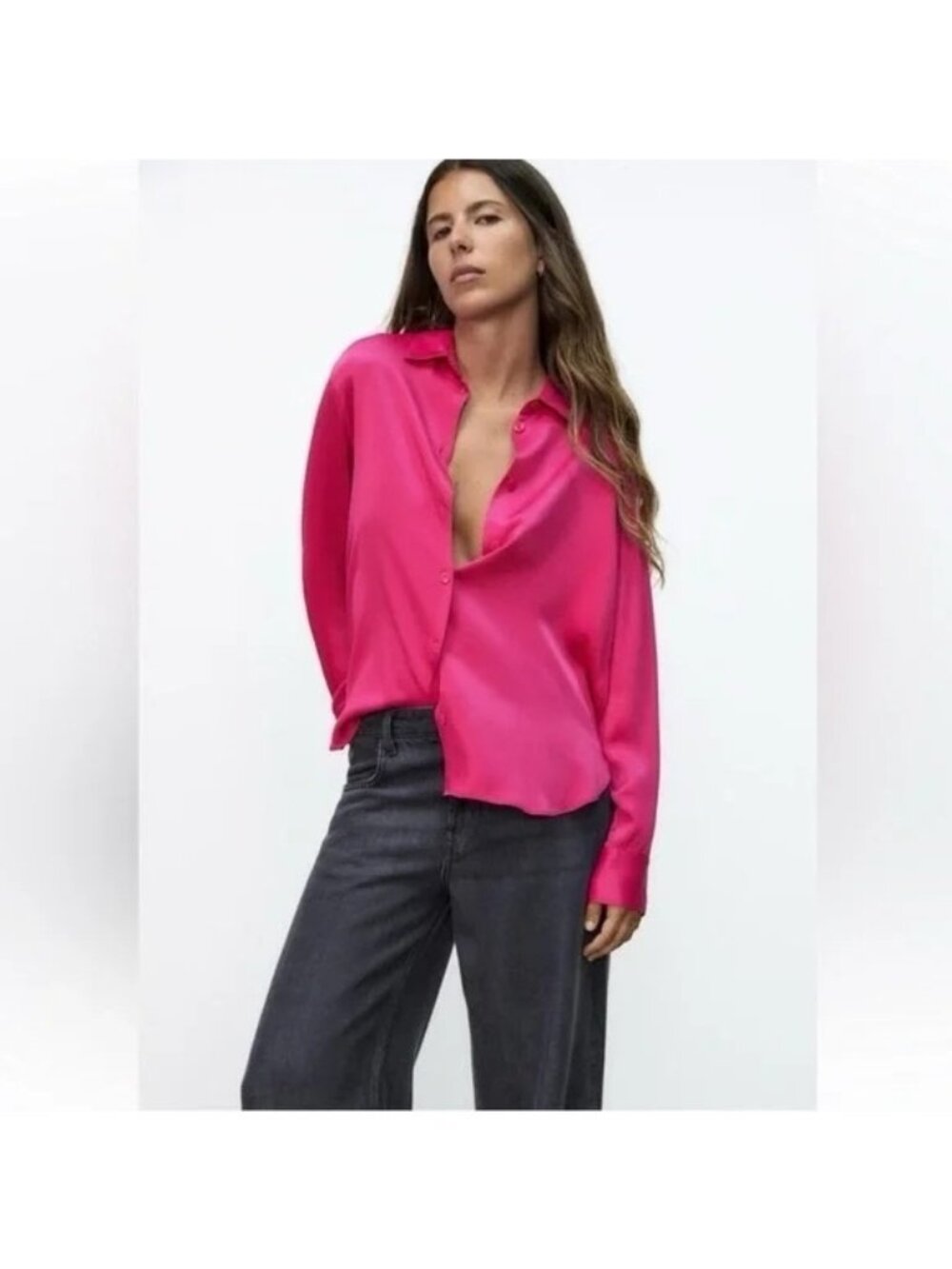 Zara Fuchsia Satin Effect Blouse